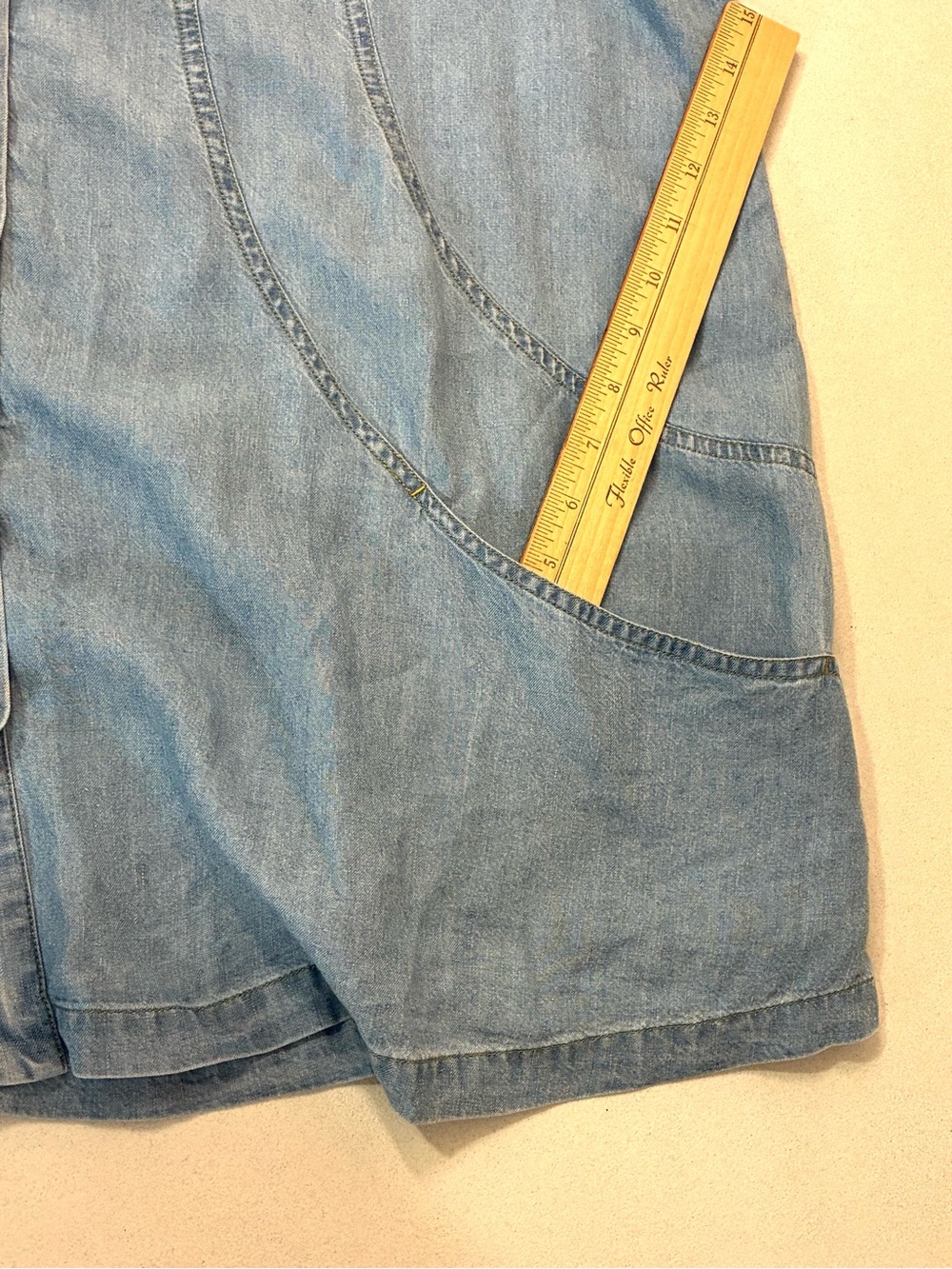 Soft Surroundings Chambray Tunic Womens 1X Button Up Pockets Artsy Lagenlook - Picture 7 of 8
